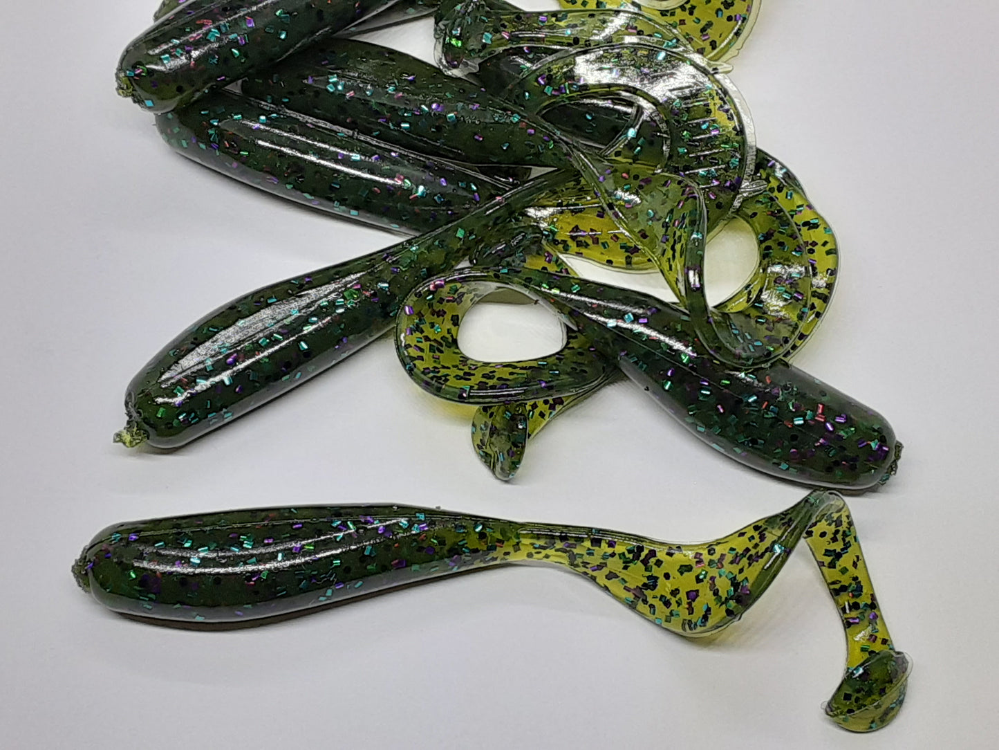8 Watermelon Candy Curly Tail Fishing Lure 3 Inch Shad