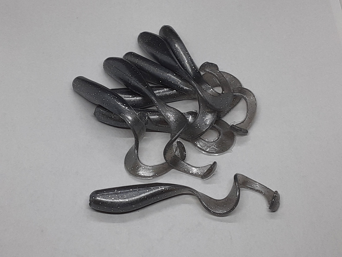 8 Gray Curly Tail Fishing Lure 3 Inch Shad
