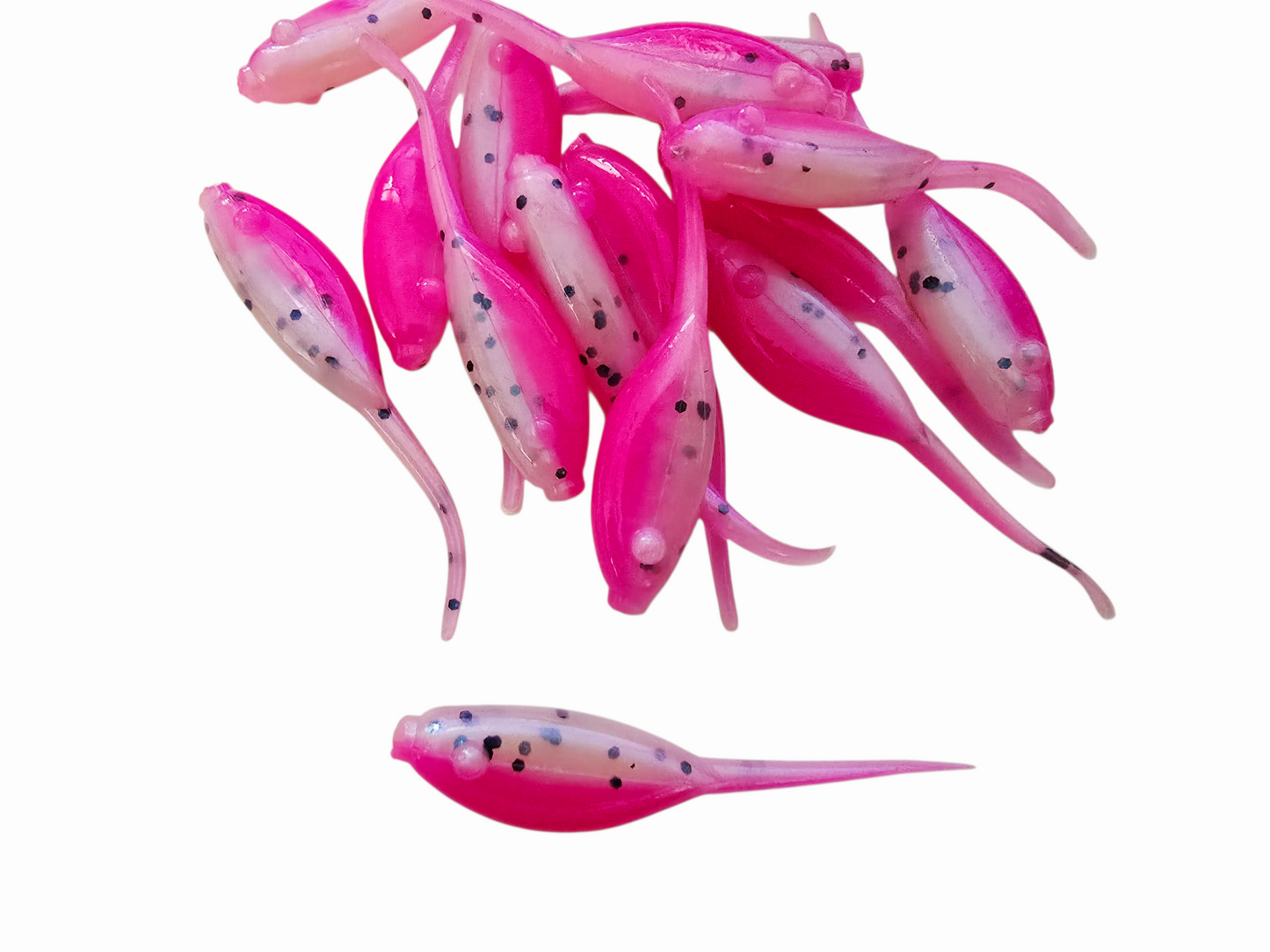 15 Glimmer Pink Crappie Fish Bait 2 Inch Shad