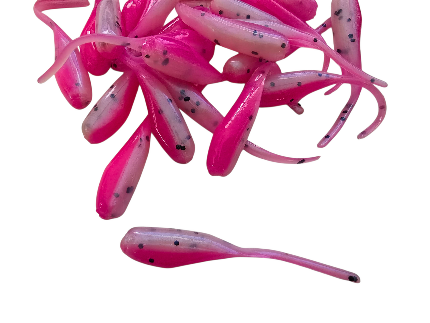 25 Glimmer Pink Crappie Jig Stinger Tail Shad Fishing Lure 2 Inch