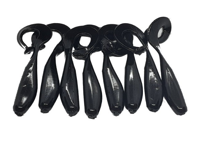 8 Black Curly Tail Fishing Lure 3 Inch Shad