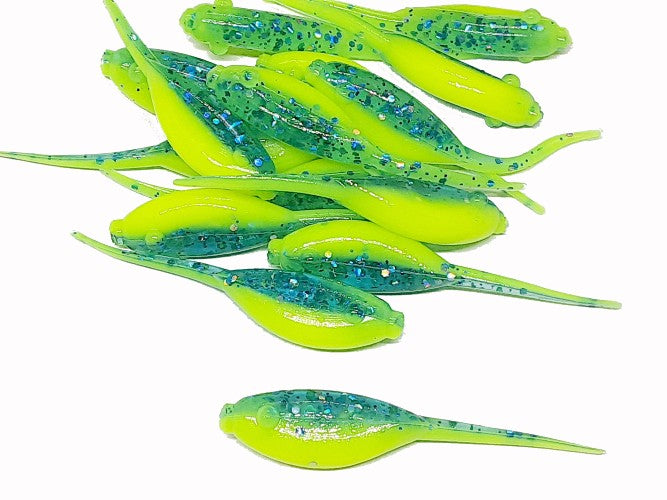 Blue Crystal Chartreuse Crappie Baits Stinger Tail Shad