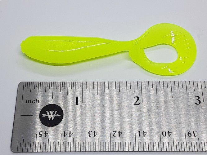 8 Chartreuse Curly Tail Fishing Lure 3 Inch Shad