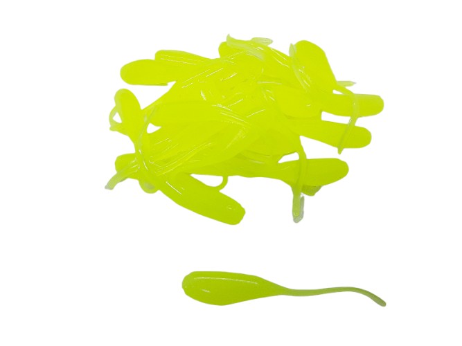 25 Chartreuse Crappie Jig Stinger Tail Shad Fishing Lure 2 Inch