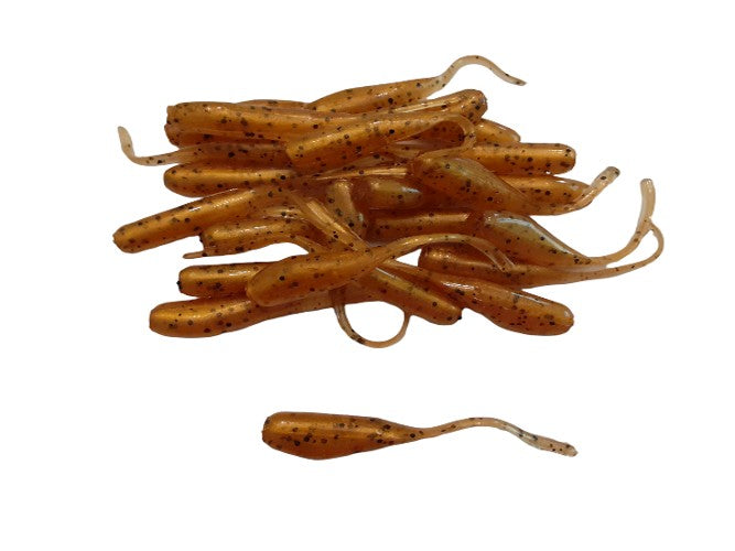 25 Gold Lustre Crappie Jig Stinger Tail Shad Fishing Lure 2 Inch