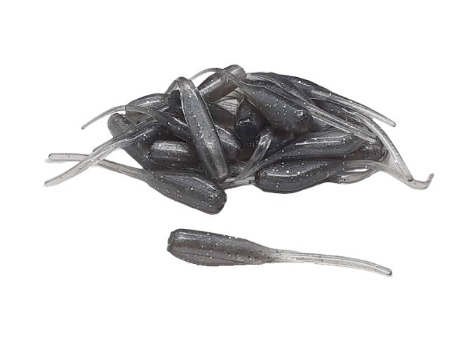 25 Gray Crappie Jig Stinger Tail Shad Fishing Lure 2 Inch