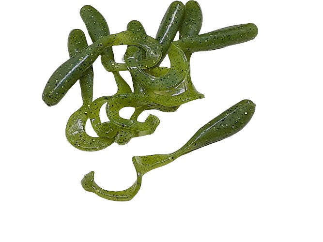 8 Green Curly Tail Fishing Lure 3 Inch Shad