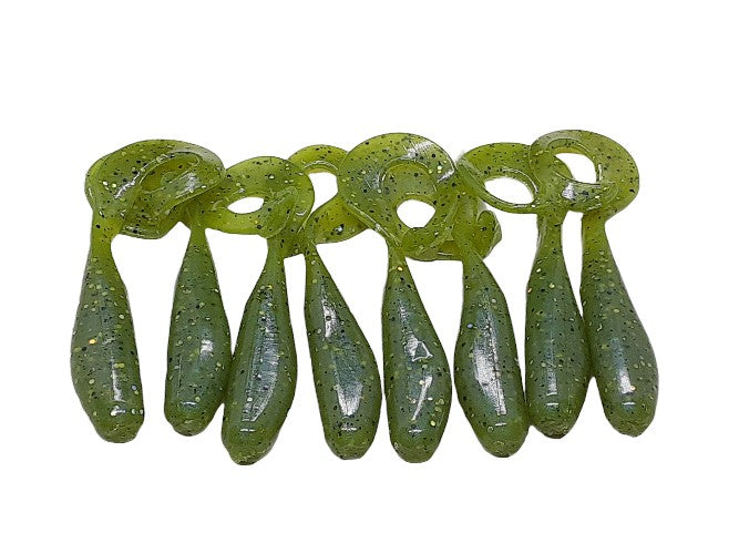 8 Green Curly Tail Fishing Lure 3 Inch Shad