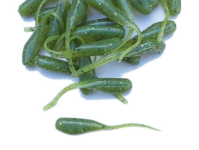 25 Green Pepper Crappie Jig Stinger Tail Shad Fishing Lure 2 Inch