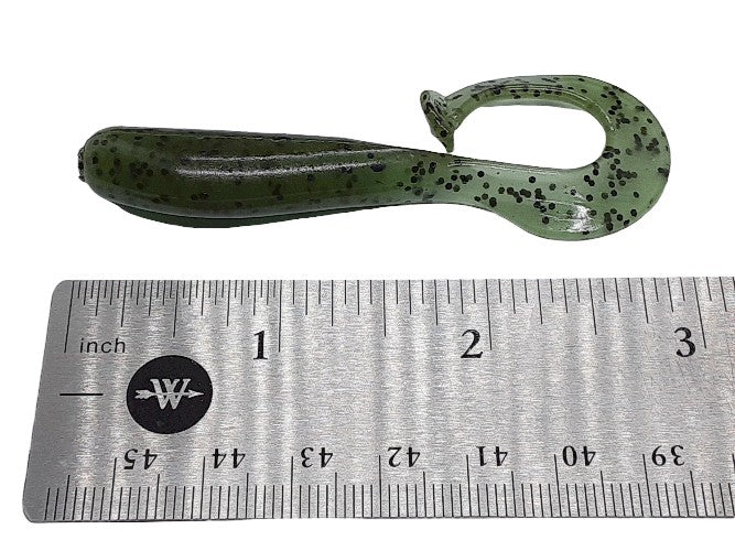 8 Green Pumpkin Curly Tail Fishing Lure 3 Inch Shad