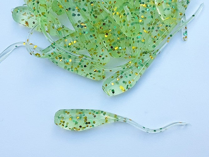 25 Green Shiner Crappie Jig Stinger Tail Shad Fishing Lure 2 Inch