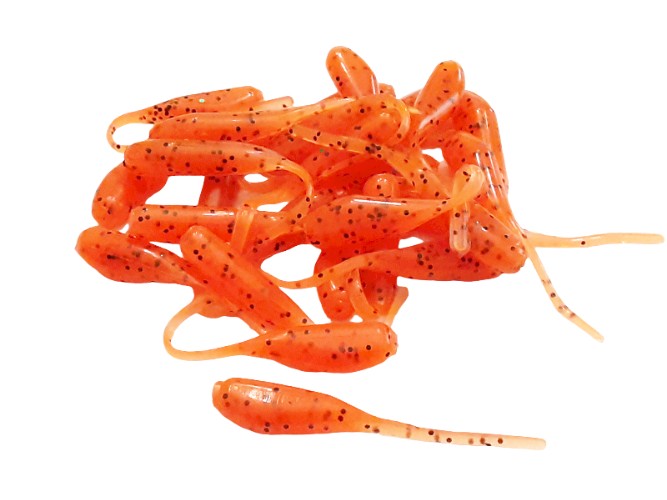 25 Orange Pepper Crappie Jig Stinger Tail Shad Fishing Lure 2 Inch