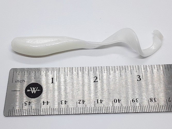 8 White Curly Tail Fishing Lure 3 Inch Shad