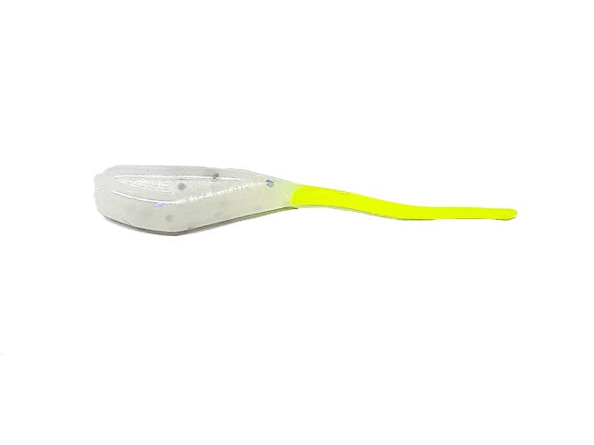 White with Flake Chartreuse Tails Crappie Baits Stinger Tail Shad