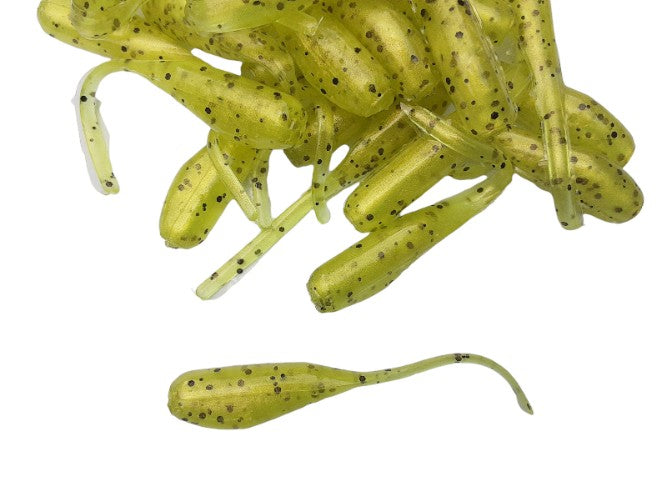 25 Yellow Pearl Pepper Crappie Jig Stinger Tail Shad Fishing Lure 2 Inch