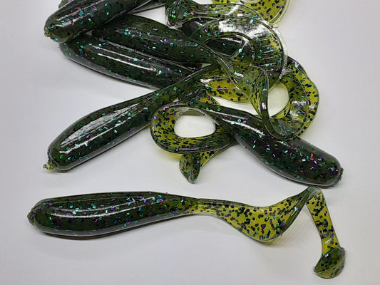 8 Watermelon Candy Curly Tail Fishing Lure 3 Inch Shad