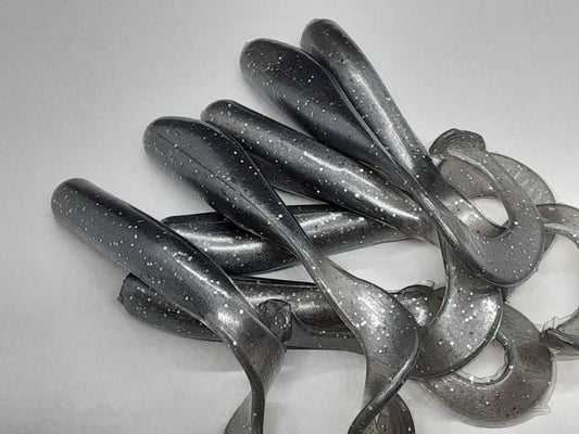 8 Gray Curly Tail Fishing Lure 3 Inch Shad