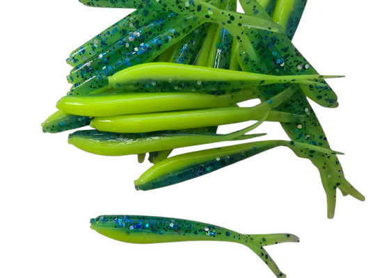 Blue Crystal Chartreuse Crappie Fish Bait  2 1/4" Silver Fish