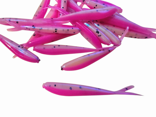 20  Glimmer Pink Crappie Fish Bait  2 1/4" Silver Fish