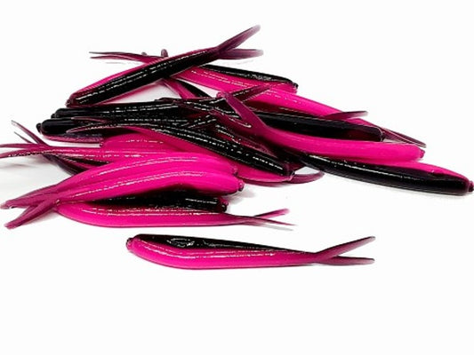 20 Black Pink Crappie Fish Bait  2 1/4" Silver Fish