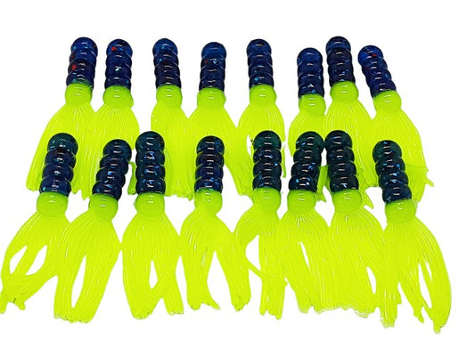 Blue Chartreuse Ring Body Fantail Fishing Lure 16 Count