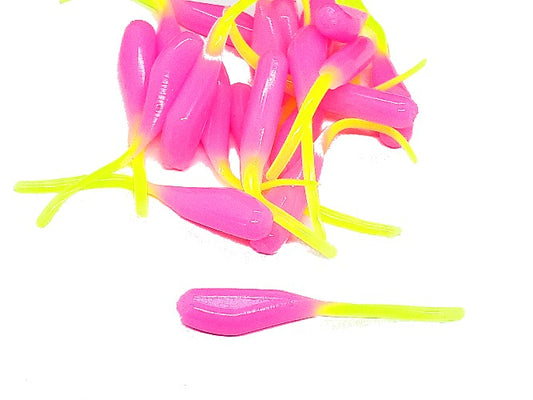 20 Bubblegum Chartreuse Crappie Panfish Fish Bait Stinger Tail Shad Jig Fishing Lure 2 Inch