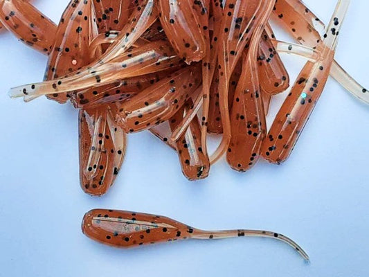 25 Carolina Pumpkin Crappie Jig Stinger Tail Shad Fishing Lure 2 Inch