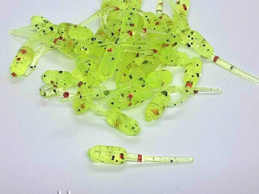 30 Chartreuse with Flake Grub Stinger Crappie Soft Bait Fishing Lures