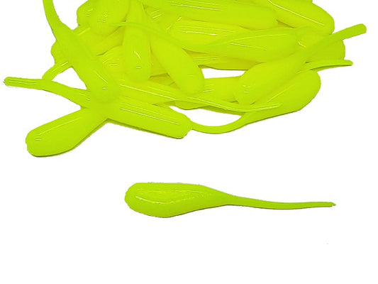 25 Chartreuse Crappie Jig Stinger Tail Shad Fishing Lure 2 Inch