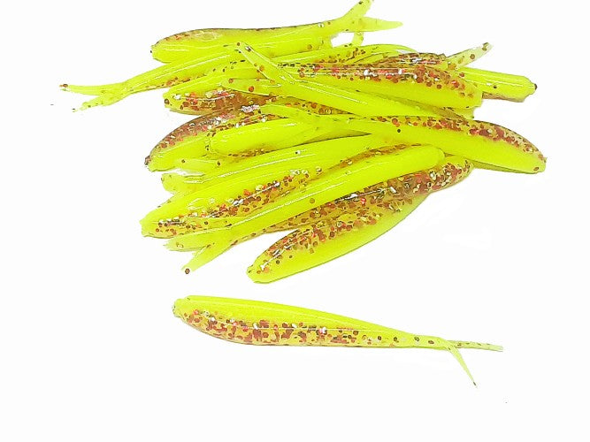20 Chartreuse Bleeder Crappie Fish Bait  2 1/4" Silver Fish