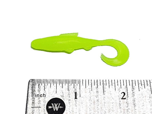15 Chartreuse Curly Minnow Fishing Bait 2 Inch Lures for Fishing