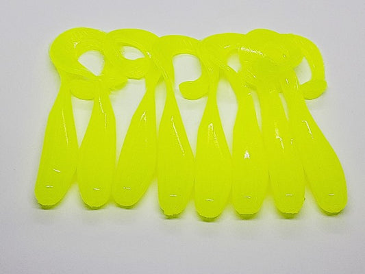 8 Chartreuse Curly Tail Fishing Lure 3 Inch Shad
