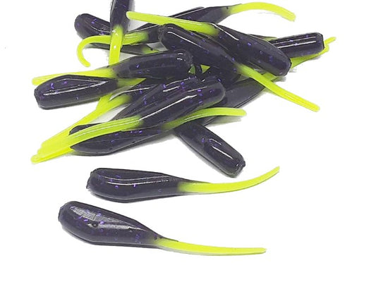 Purple Flake Chartreuse Fishing Baits Crappie Panfish Soft Plastic 20