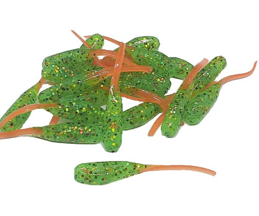 20 Firetiger Crappie Panfish Fish Bait Stinger Tail Shad Jig Fishing Lure 2 Inch