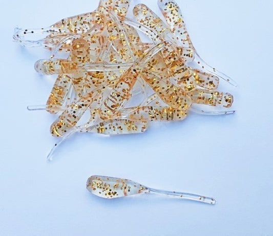 25 Gold Flake Crappie Jig Stinger Tail Shad Fishing Lure 2 Inch