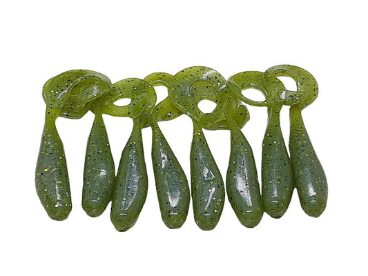 8 Green Curly Tail Fishing Lure 3 Inch Shad