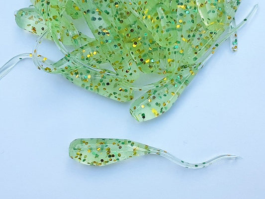 25 Green Shiner Crappie Jig Stinger Tail Shad Fishing Lure 2 Inch
