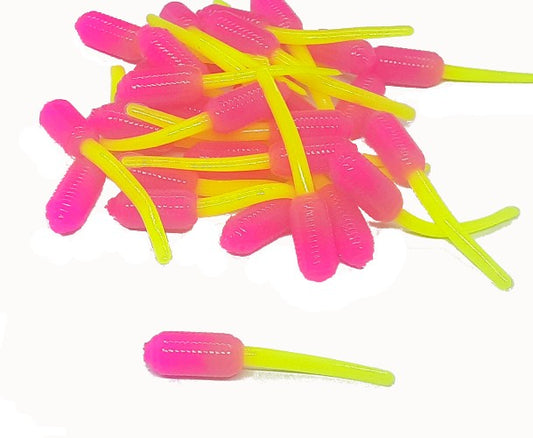 30 Pink Chartreuse Grub Stinger Crappie Soft Bait Fishing Lures