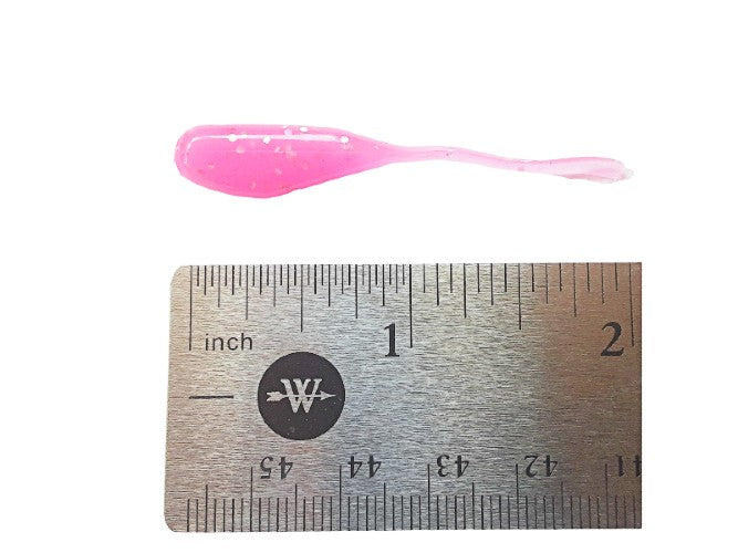 25 Pink Silver Flake Crappie Jig Stinger Tail Shad Fishing Lure 2 Inch