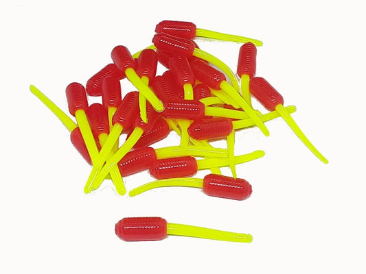 30 Red Chartreuse Grub Stinger Crappie Soft Bait Fishing Lures