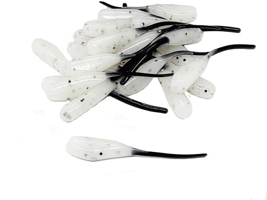 White with Flake Black Tails Crappie Baits Stinger Tail Shad